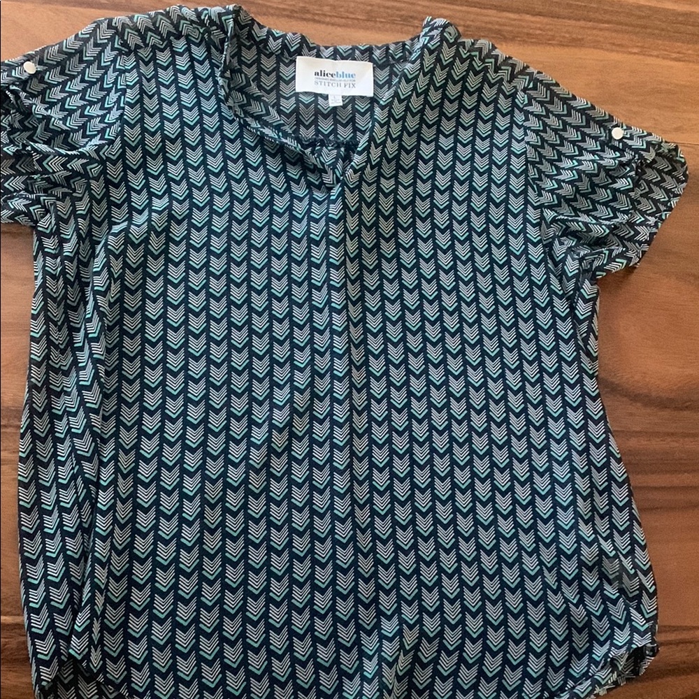 Alia Women's Black and Green Patterned Top